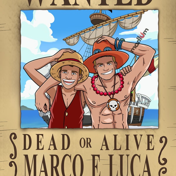 The best birthday gift for One Piece lover, Custom Wanted Poster from photo, Personalized gift Luffy, Zoro, Nami, wanted poster digital