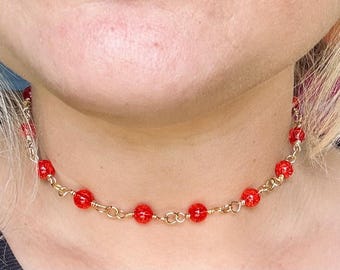 Red & Gold Statement Necklace