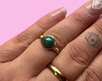 Dark Green Wire Ring