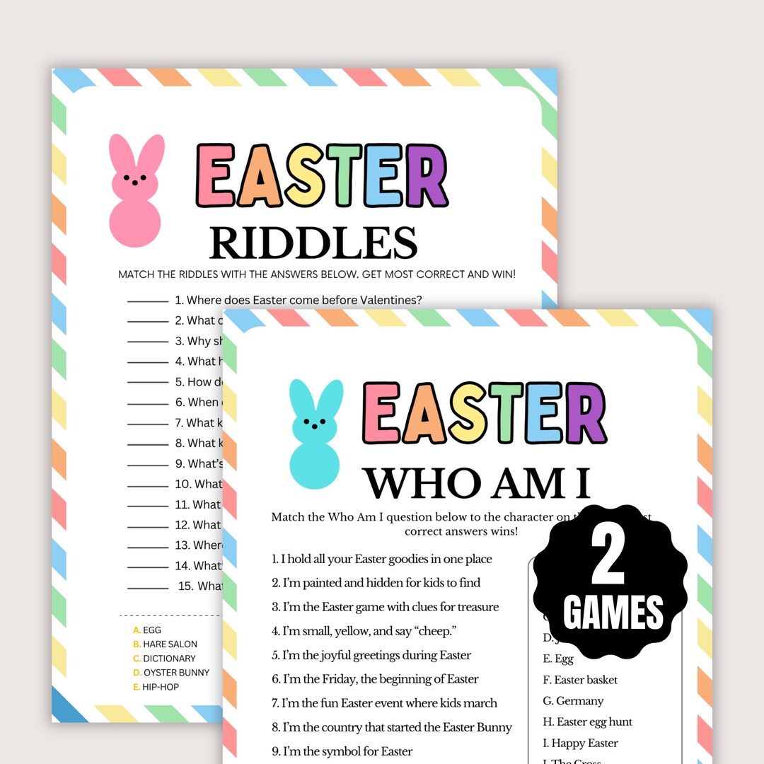 Easter Riddles Game Easter Riddles, Who Am I Riddles, Fun Easter Games, Printable Easter ...
