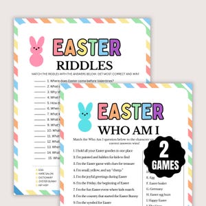 Adivinanzas de Pascua, adivinanzas "¿Quién soy?", divertidos juegos de Pascua, actividad imprimible de Pascua para niños y adultos, juegos para el aula.