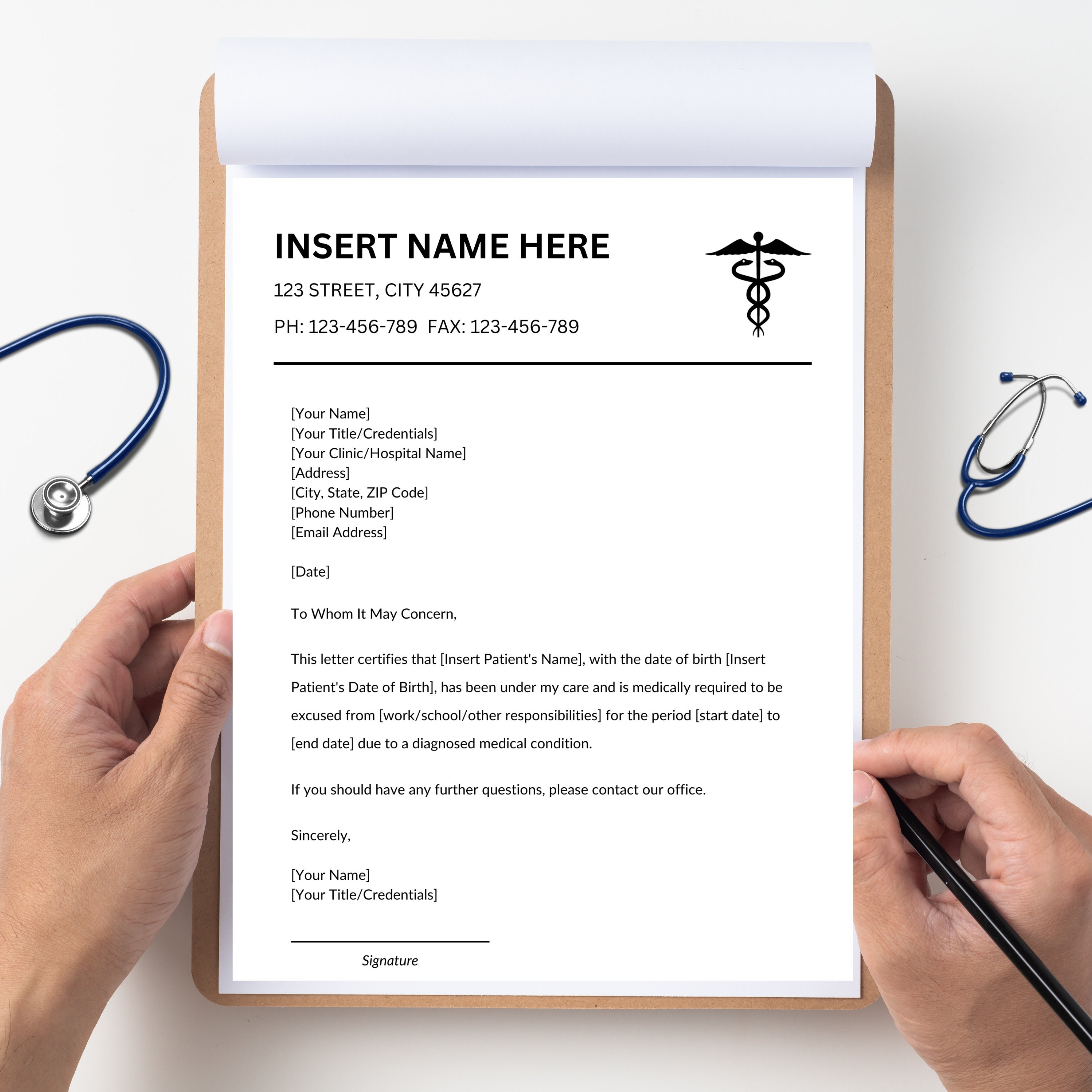 Doctor's Excuse Note, Letter for School Work Sick Leave, Medical Excuse ...