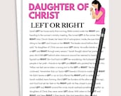 Daughters of Christ Left or Right Game, Pass the Prize Game, Fun Womens Ministry Game, Printable Bible Activity, Girls Night Games