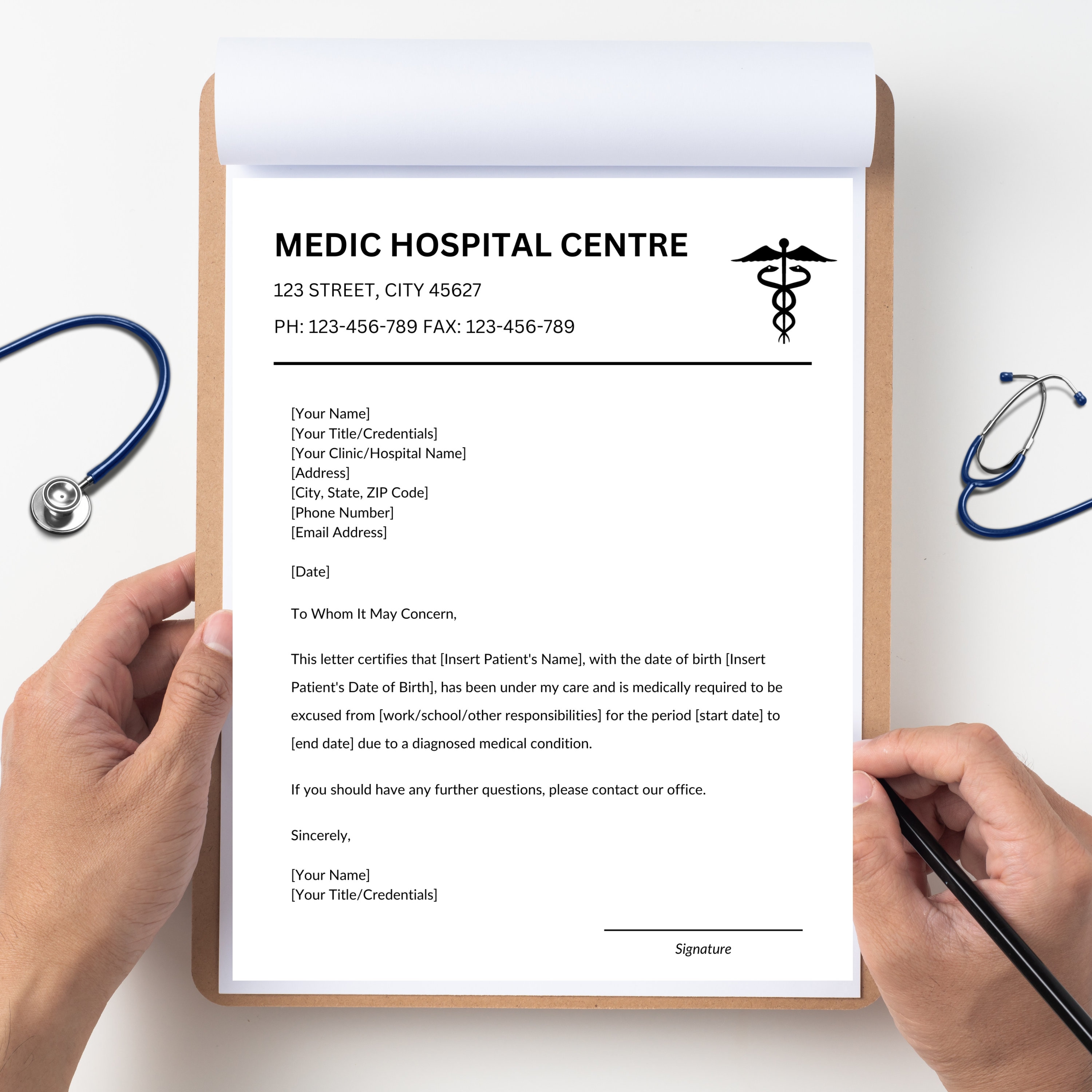Medical Excuse Letter for Work School Doctor Excuse Note, Medical Sick ...