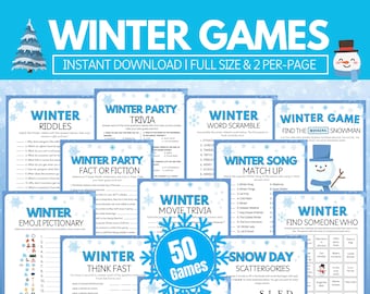 Winter Games Bundle, 50 Fun Family Winter Party Games, Group Winter Party Games, Printable Activities for Office Winter Team Building Games