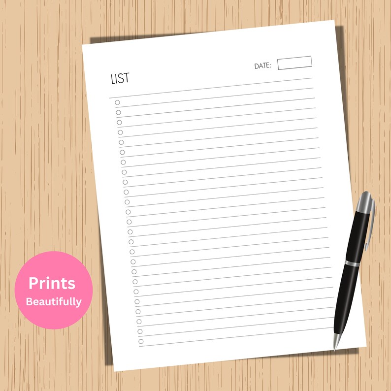 Blank List Template, Printable to Do List, Productivity Planner, Simple ...