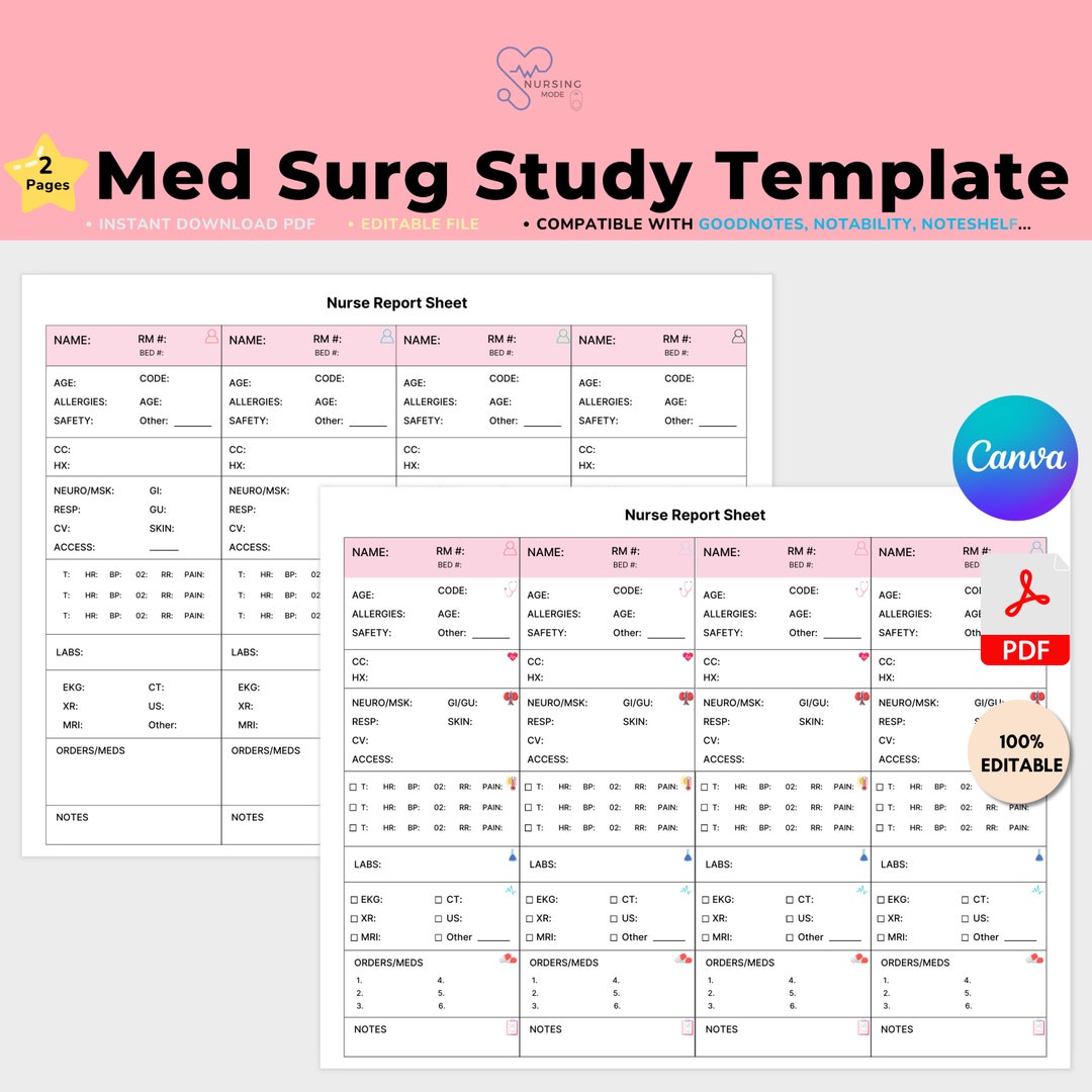 Nurse Report Sheet ER Nurse Report Sheet ER Nurse Brain Etsy