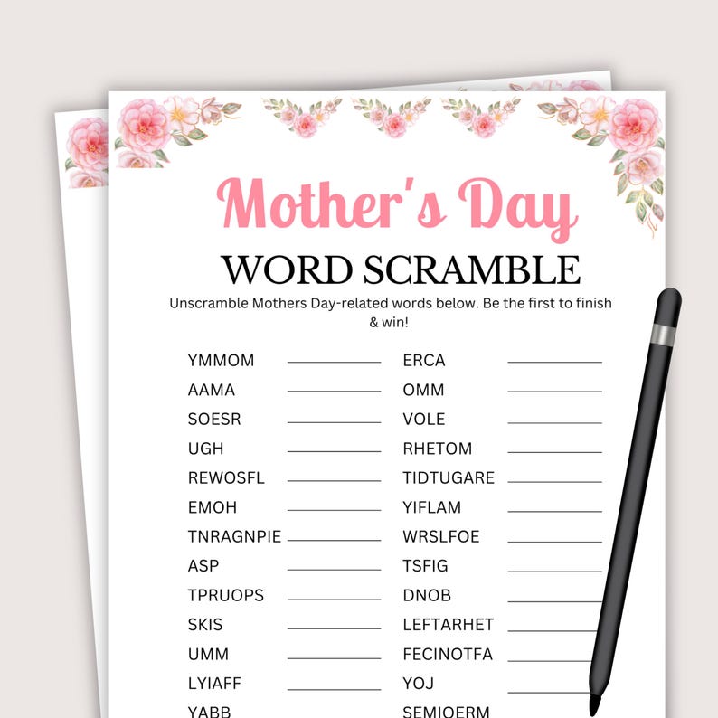 Mothers Day Printable Game, Word Scramble Game, Mothers Day Activity ...