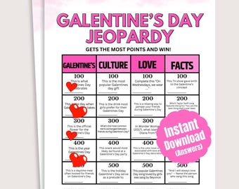 Galentines Day Jeopardy Game, Fun Galentines Games, Printable Galentines Party Activities, Spa Day Games, Girls Night Party Game, Valentines