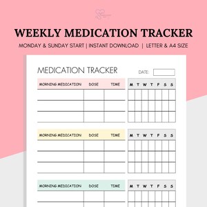Medication Tracker, Medicine Log for Nurses and Caregivers, Printable Health Chart, Supplements Checklist, Medicine Schedule Template