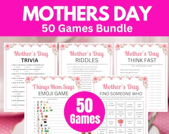 Pacchetto di giochi per la Festa della Mamma, attività per feste in famiglia (50 giochi)