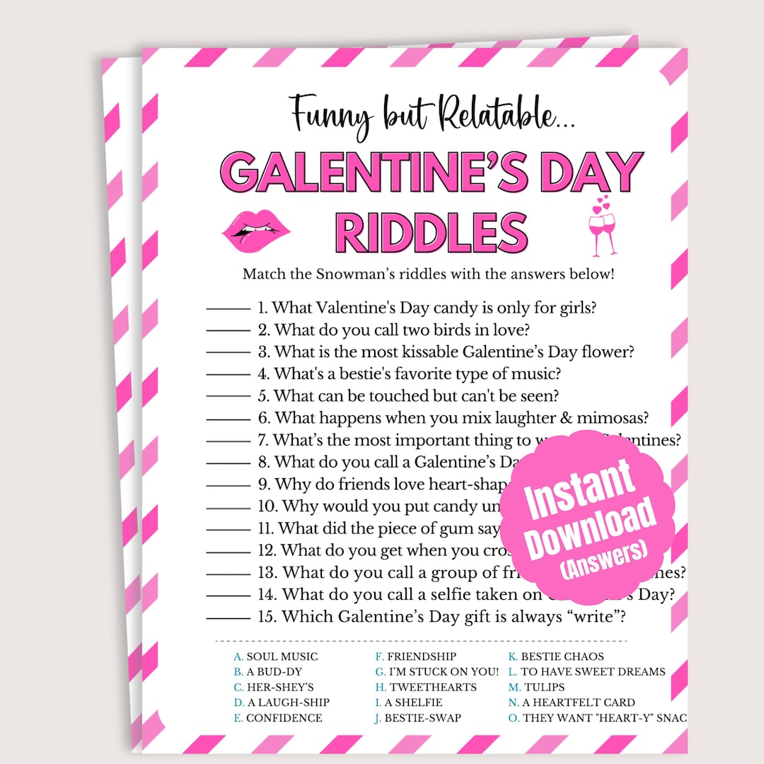 Galentines Day Riddles, Printable Galentines Games, Fun Galentines ...