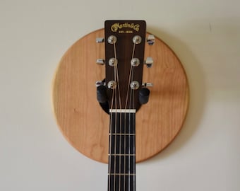 Wall-Mount Instrument Holder, Cherry // Solid Wood Instrument Display for Guitar, Banjo, Ukulele, Mandolin