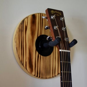 Wall-Mount Instrument Holder, Scorched Cypress // Solid Wood Instrument Display for Guitar, Banjo, Ukulele, Mandolin