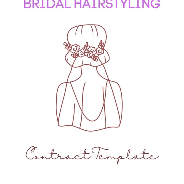 Modèle de contrat et de facture de coiffure de mariée (Canva et PDF disponibles)