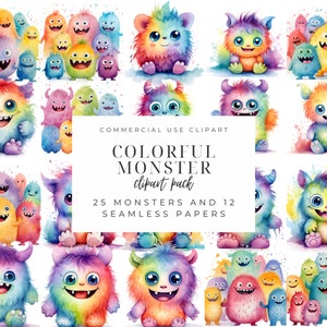 Monster Clipart | Niedliches Monster | Taschenmonster | Monster-Bundle | Digitale Clipart | Kommerzielle Nutzung | Kawaii Monster | Digitaler Download