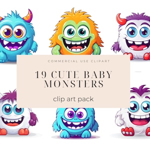 Monster Clipart | Niedliches Monster | Taschenmonster | Monster-Bundle | Digitale Clipart | Kommerzielle Nutzung | Kawaii Monster | Digitaler Download