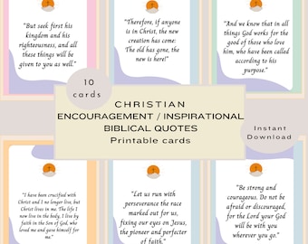 Schede stampabili con citazioni di ispirazione biblica / Schede flash con citazioni di motivazione cristiana / Schede di incoraggiamento / Download immediato / File digitali