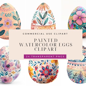 Watercolor Easter Eggs Clipart | Transparent Pngs | Easter Egg Png | Easter Bunny Basket | Spring Clipart | Junk Journal | Floral Egg