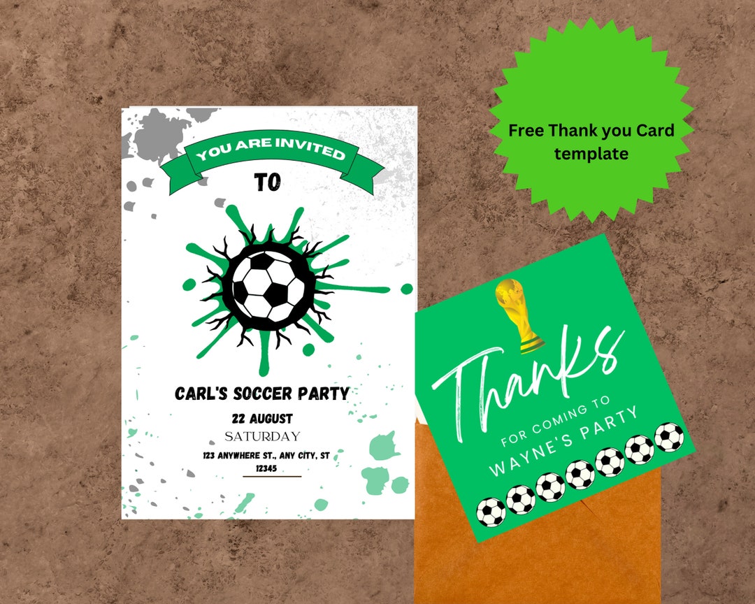 Soccer Birthday Invitation Template | Instant Download | Kids Soccer