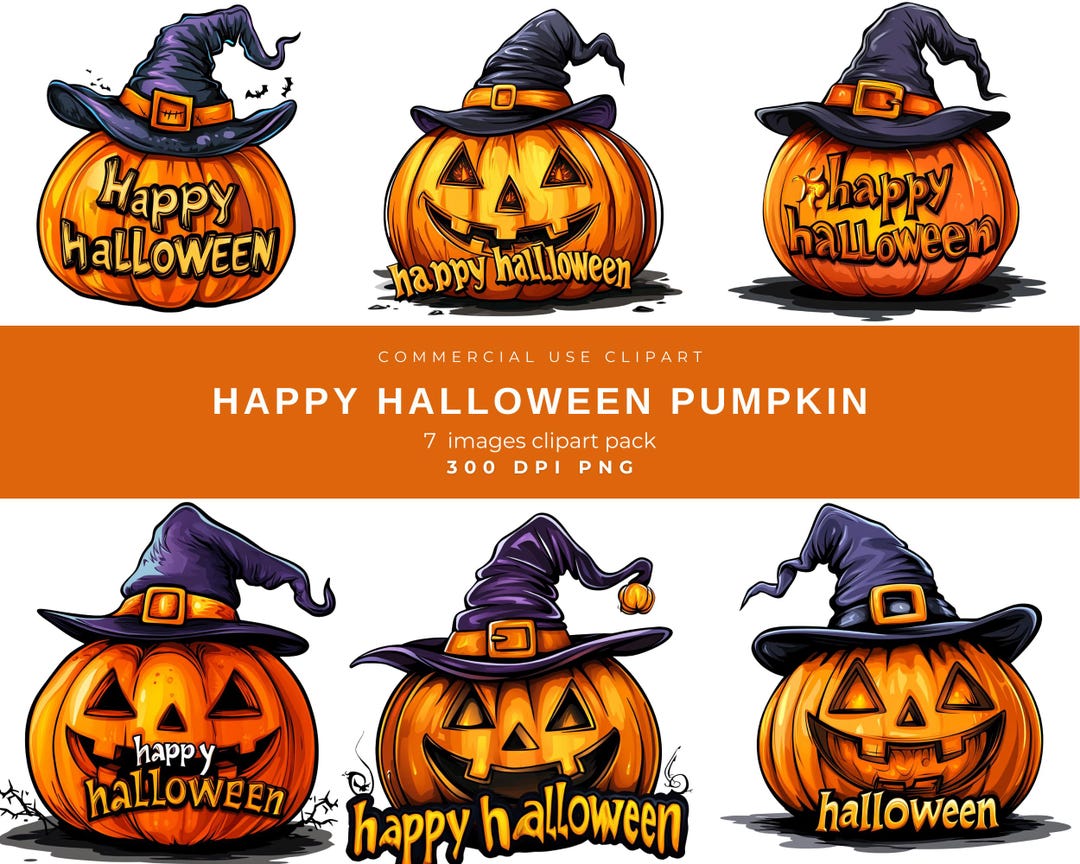Happy Halloween Pumpkin Clipart - Cute Halloween SVG - Digital Download