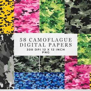 Digital Paper | Trendy Designs | Camoflage Pattern | Scrapbook Paper | Floral Seamless Pattern | Army pattern | Background Printable