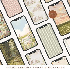 Aesthetic Cottagecore iOS iPhone Wallpaper Bundle - Aesthetic Phone Backgrounds - Cozy Nature Lock Screen Set