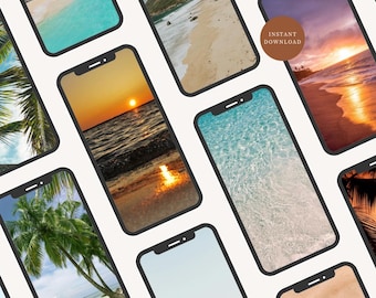 Coastal iPhone Wallpaper Pack | Tropical Beach Lock Screen Bundle | Summer Phone Backgrounds