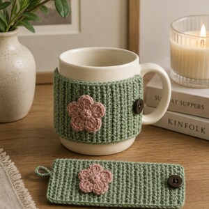 Crochet Mug Cozy Pattern | Mug Holder | Beginner-Friendly | PDF (Digital Download) | Spring Craft