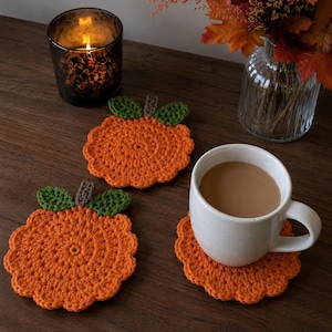 Crochet Pumpkin Coaster Pattern, Easy Fall Decor Crochet Pattern, Farmhouse Autumn Coaster PDF, Quick Crochet Gift Idea
