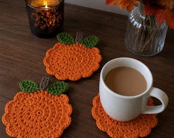 Crochet Pumpkin Coaster Pattern, Easy Fall Decor Crochet Pattern, Farmhouse Autumn Coaster PDF, Quick Crochet Gift Idea