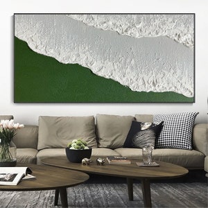 Green White Texture Painting Green Minimalist Art Green Canvas Wall Art Green White Texture Art Green And White Wall Art Green Wall Decor
