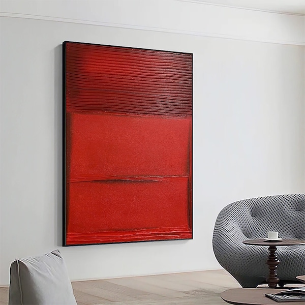 Mark rothko lienzo rojo arte mural Mark rothko producción arte mural moderno Arte mural texturizado rojo Pintura roja abstracta Arte abstracto rojo grande