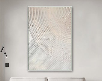 white waves Abstract painting white wall art white 3D Textured art white textured wall art white abstract art white abstract wall art