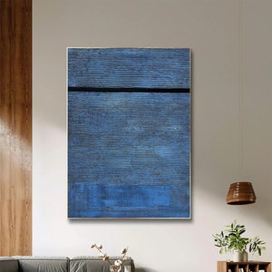 Original Minimalist Painting Blue Abstract Canvas Wall Art Wabi-sabi Wall Decor Oil Painting On Canvas Modern Art Contemporary Art For Hotel