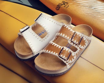 Sandalias planas de piel auténtica estilo bohemio para mujer de AU&MU, con suela de roble, calzado de verano.