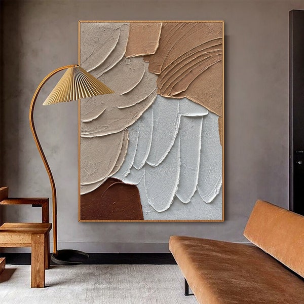 3D Texture Art Earth Tone Painting Cream Painting Neutral Wall Art Beige Painting Heavy Texture Painting Boho Painting Scandivinian Art