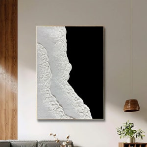 Black White Painting Abstract Wall Art Large Black And White Painting White 3D Textured Wall Art White Textured Art Textured Painting