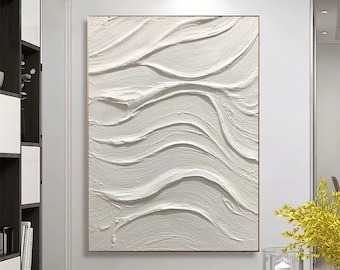 White 3D Textured Painting 3D Minimalist painting Large White Abstract Painting White Minimalist Painting Modern abstract painting