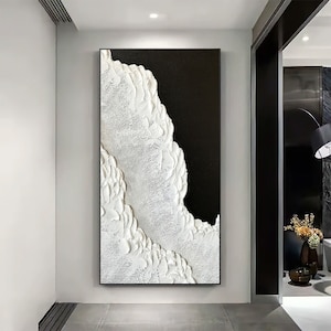 Large Original Black and white abstract Art Black white Minimalist Painting Black white Painting Black and white wall art Black Painting