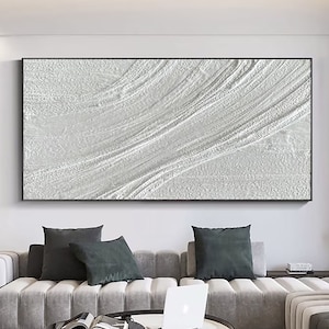 3D Framed White Minimalist Painting on Canvas Neutural Textured Wall Art Wabi-Sabi Wall Art Living Room Painting Inspiring Calming Painting