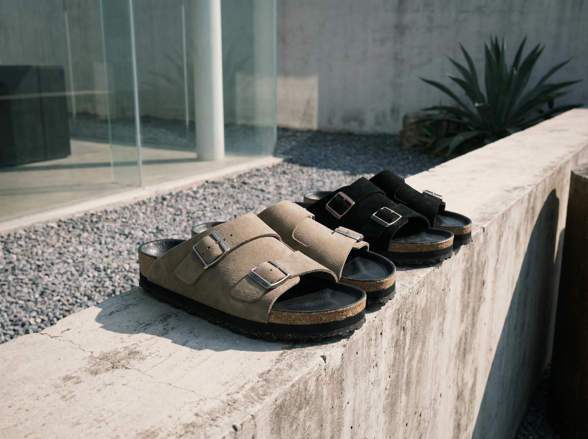 コルク　ブラック Buy AU&MU Unisex Summer Genuine Leather Slides, Skidproof Oak Sole