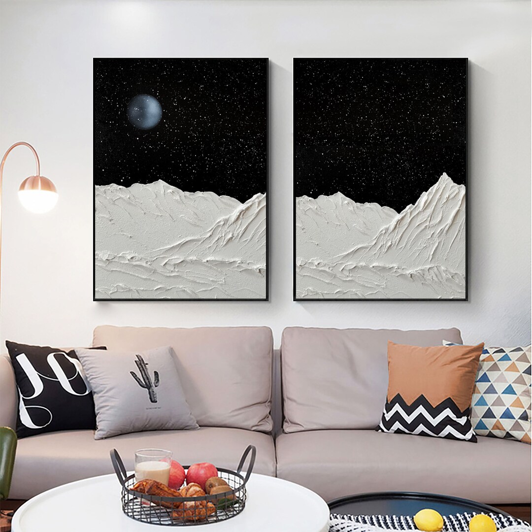 Black 3D Textured Art Set of 2 Black White Wall Art Black and White ...