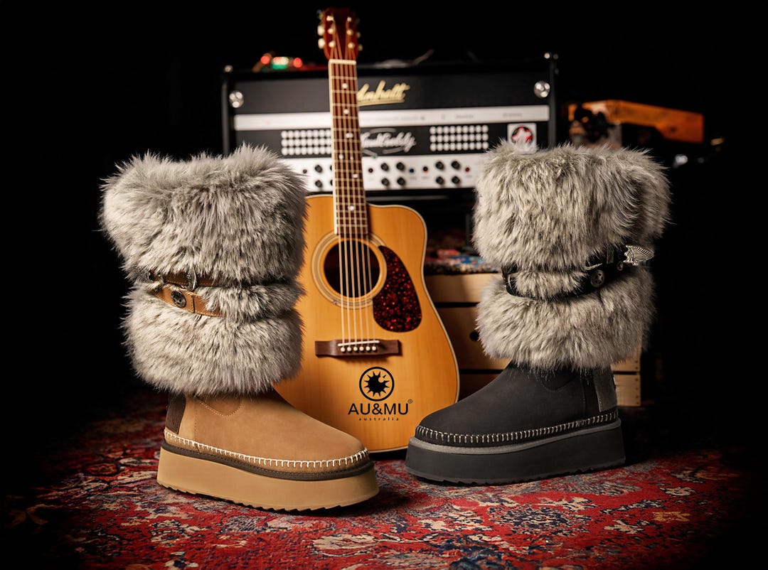 AU&MU Aumu Womens Comfort Suede Fur Shearling Stylish Knee High