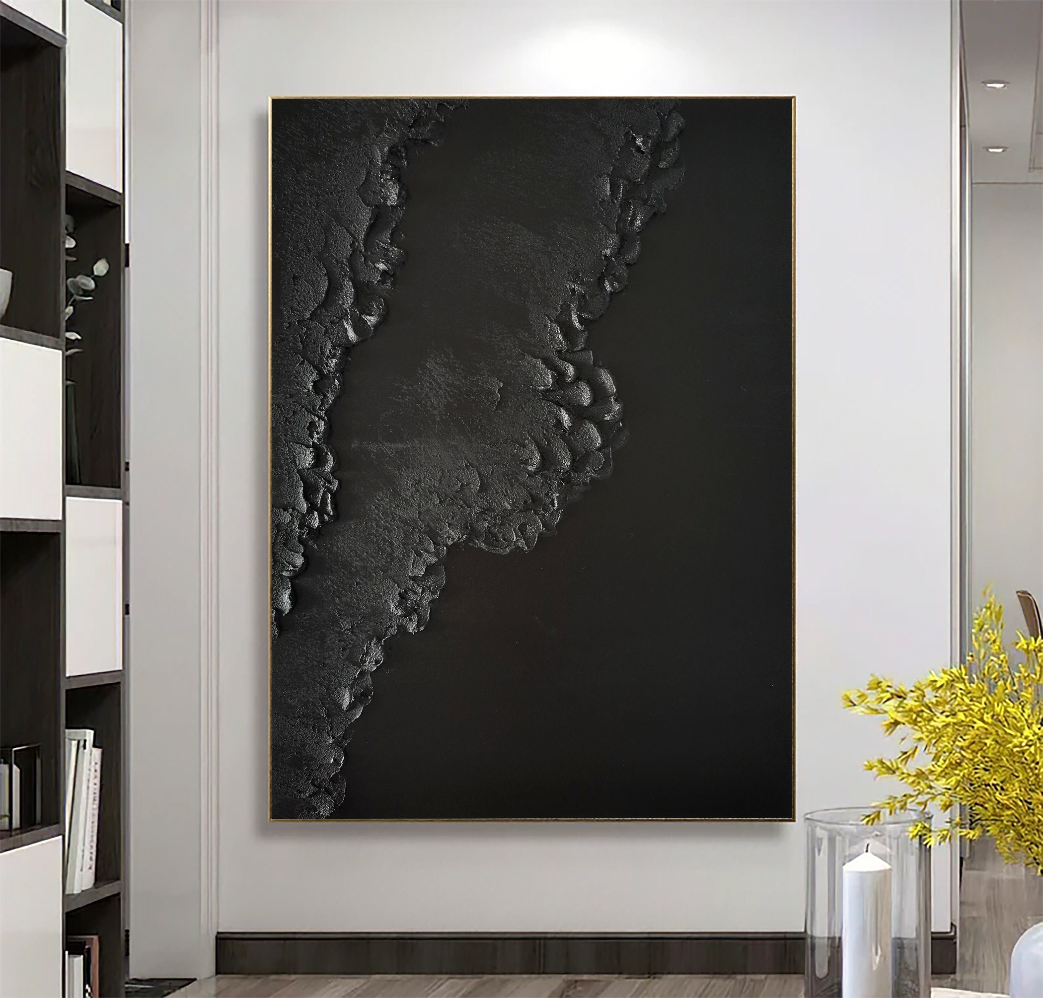 Black Textured 3D Painting, Minimalist Abstract Wall Art - Etsy