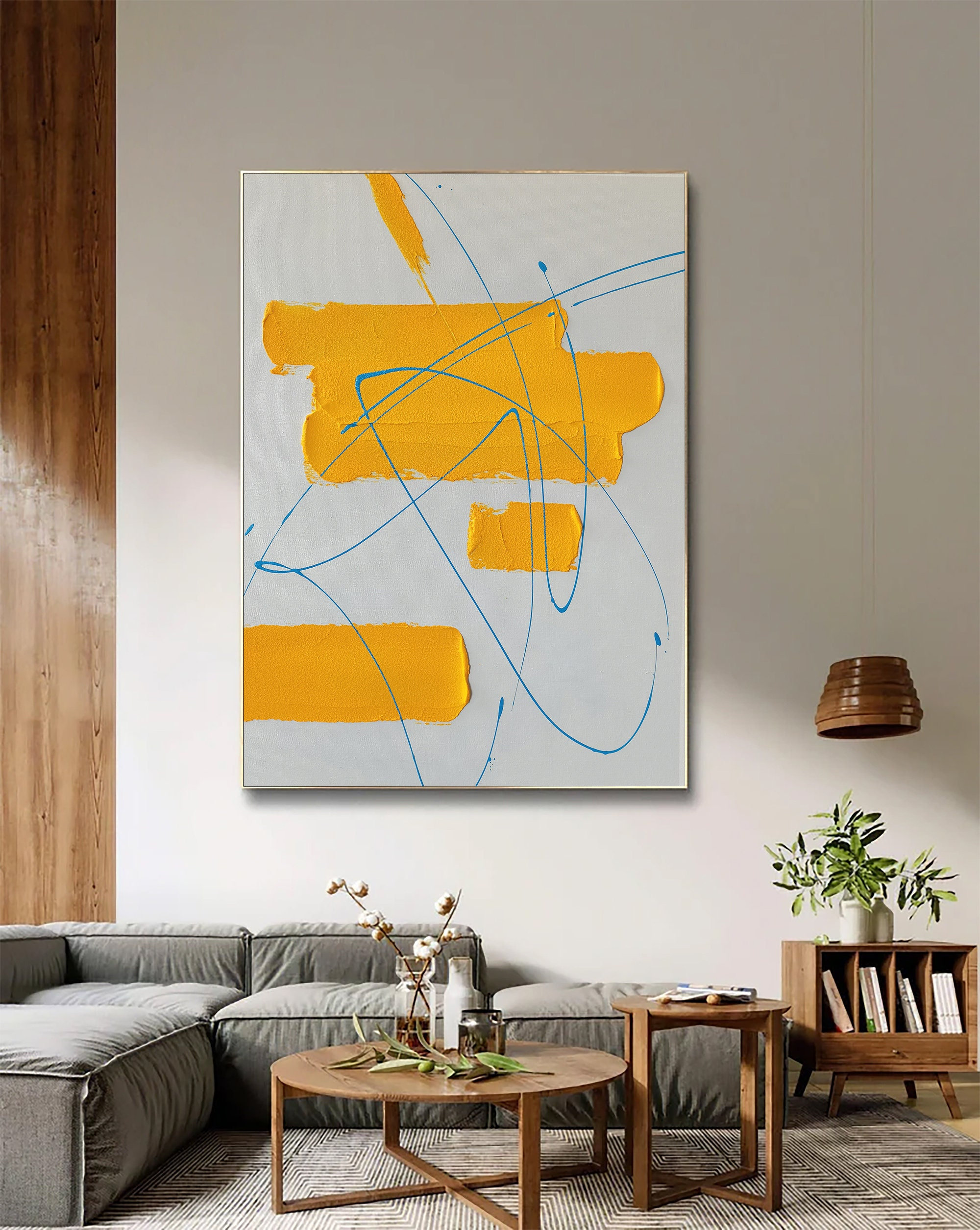 Large Yellow Painting Abstract Art Extra Large Painting on - Etsy
