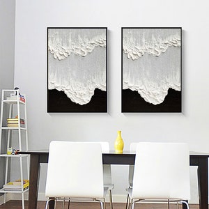 Black White Textured Art Set of 2 Black Wall Art Black and White ...