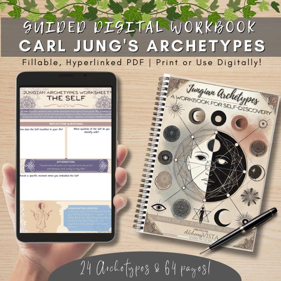 Jungian Archetypes Digital Journal Fillable PDF, Self-Discovery Workbook, Printable Reflection Guide, Personal Growth & Mindfulness Tool