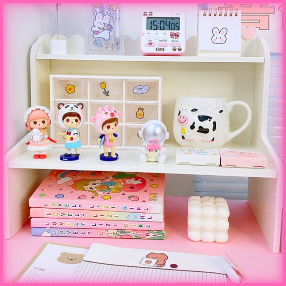 Kawaii Cream White Small Mini Desk Shelf Organizer