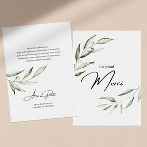 ALICE - Remerciements mariage - élégant, classique - olivier, naturel, aquarelle - Template Canva